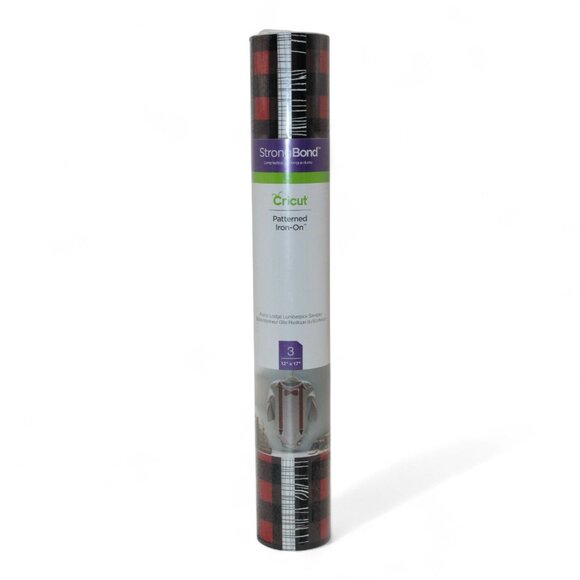 Cricut StrongBond Patterned Iron-On Vinyl Roll Red & Black Buffalo Plaid 12" X 1 - Picture 1 of 5